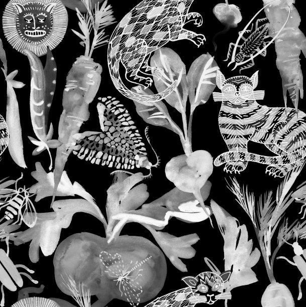 动植物混合无缝民族格局图片下载