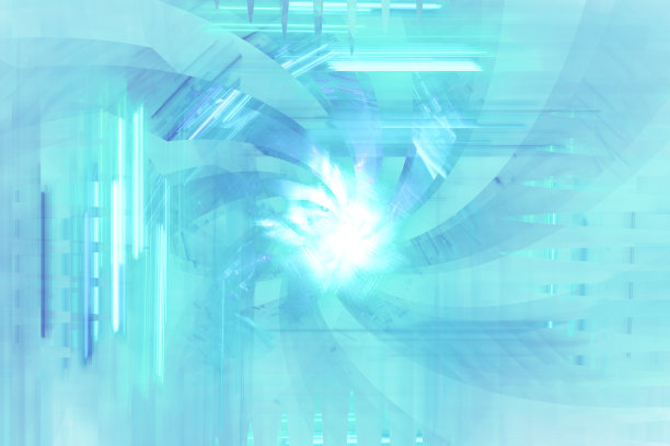 霓虹闪烁的线条和形状在空间中飞翔。几何科幻小说的结构。抽象创意现代背景图片下载