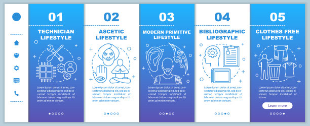 生活方式类型登陆移动网页矢量模板。技师。响应智能手机网站界面与线性插图的想法。网页演练步骤屏幕。颜色的概念图片下载