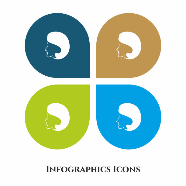 女性矢量插图图标的所有用途。隔离在4个不同的背景上。图片下载