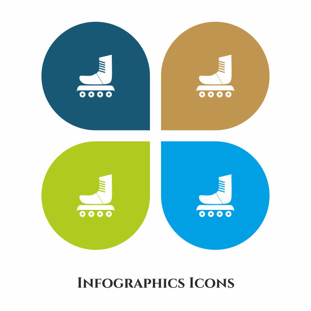 滑板鞋矢量插图图标的所有用途。隔离在4个不同的背景上。图片下载