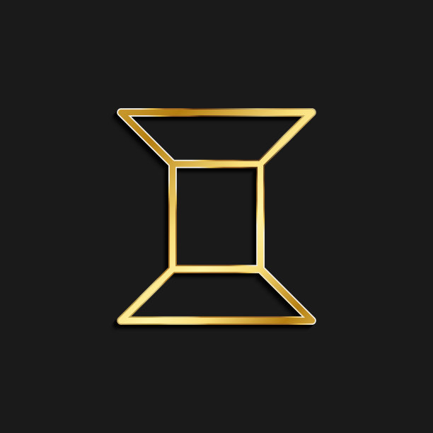 线轴，线圈，手工制作的黄金图标。矢量插图的金色黑暗的背景图片下载