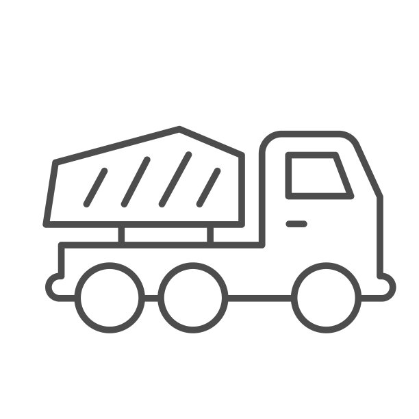 卡车细线图标。重型机械、货物运输车辆符号、白色背景上的轮廓式象形文字。建筑标识的移动概念和网页设计。矢量图形。图片下载