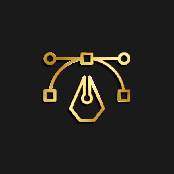 锚，插图，笔黄金图标。矢量插图的金色黑暗的背景图片下载