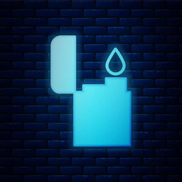 发光的霓虹灯图标孤立在砖墙的背景。矢量图图片下载