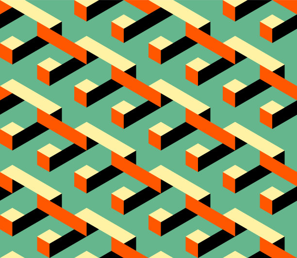 抽象等距几何形状无缝图案背景现代艺术风格图片下载