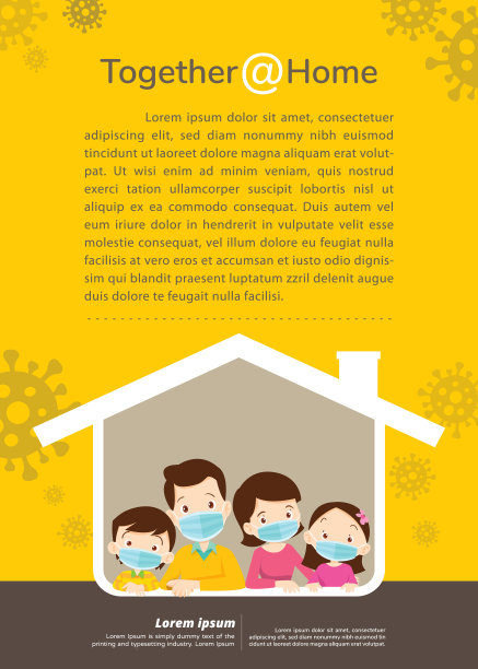 家庭佩戴外科口罩以防止病毒进入室内标志图片下载