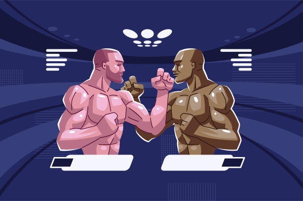 Staredown。两个拳击手面对面站着图片下载