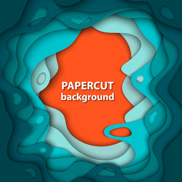 矢量背景与彩色剪纸形状。3D抽象纸艺术风格，设计布局的商业演示，传单，海报，印刷品，装饰，卡片，小册子封面。图片下载