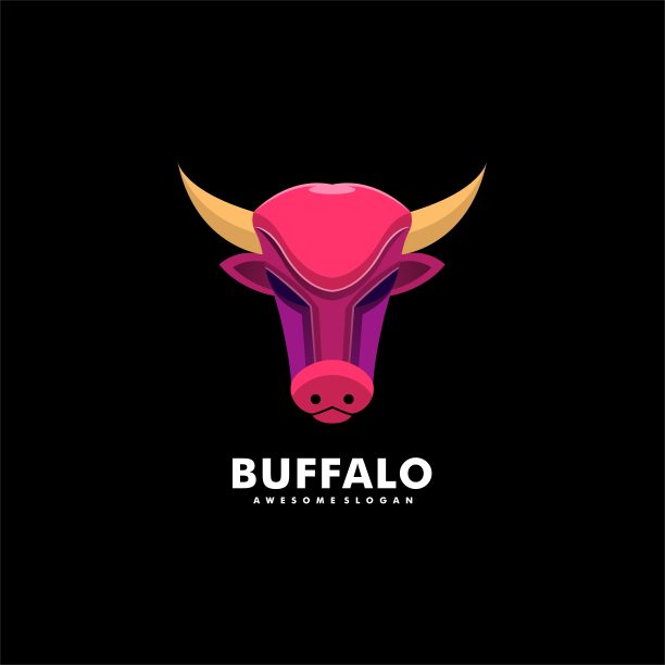 矢量插图水牛头彩色风格。图片下载