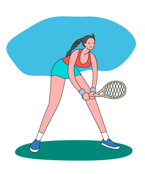 女孩打网球。矢量插图在一个平坦的风格。孤立在白色背景上。体育的概念。图片下载