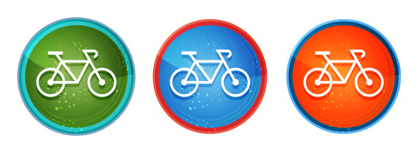 自行车图标抽象数字圆形按钮集插图图片下载
