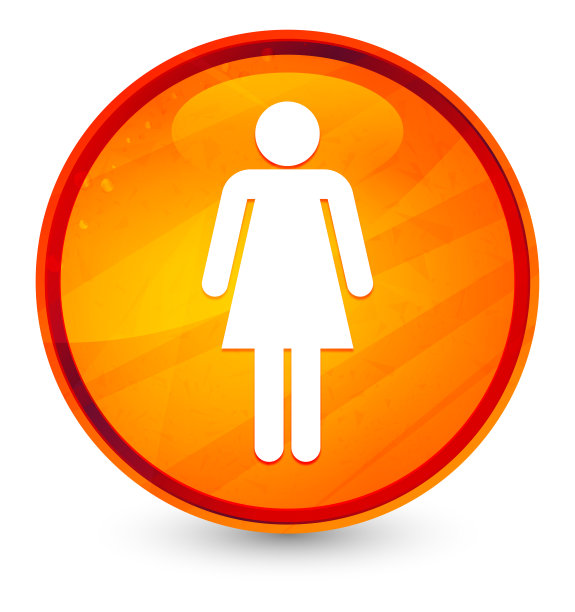 女人图标玻璃橙色圆形按钮插图图片下载