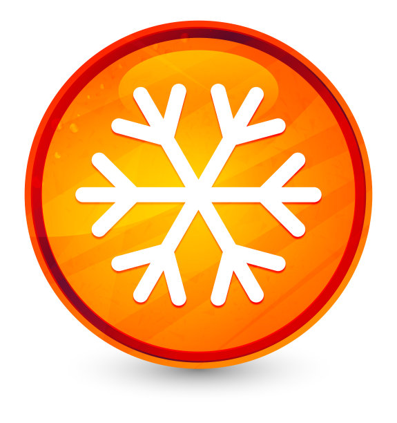 雪花图标玻璃橙色圆形按钮插图图片下载