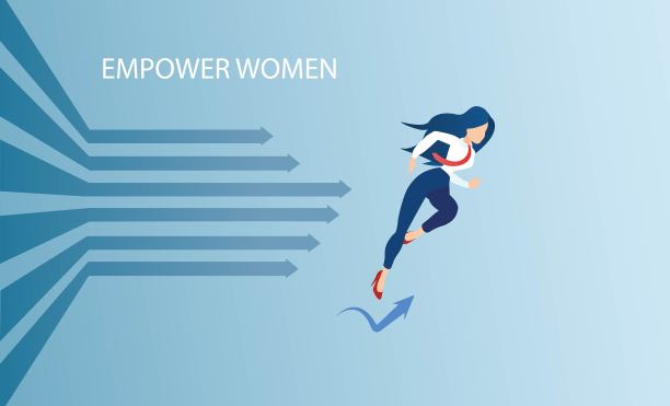 一个雄心勃勃的年轻女子为成功奋斗的向量图片下载