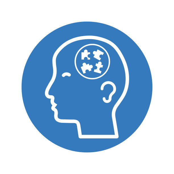 精神健康，精神病学，心理学，治疗图标，蓝色圆形图片下载