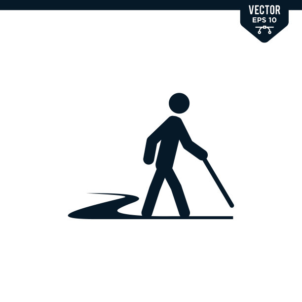 手杖人图标，字形风格图片下载