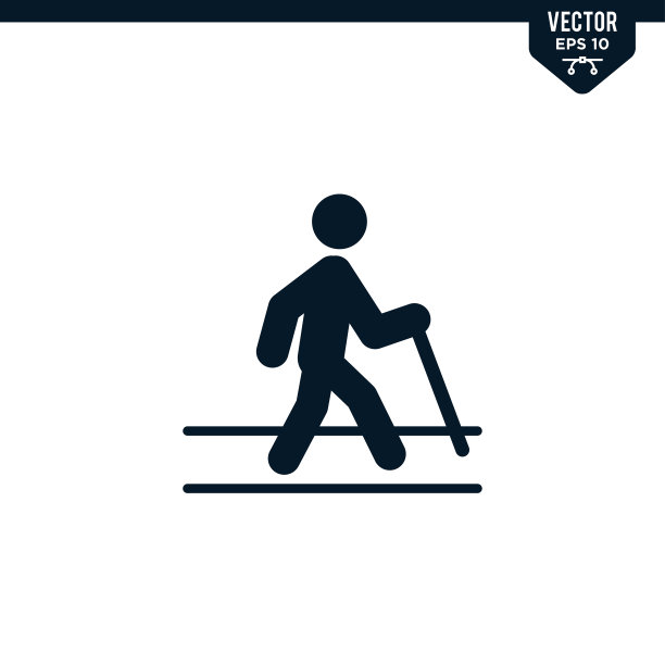 手杖人图标，字形风格图片下载