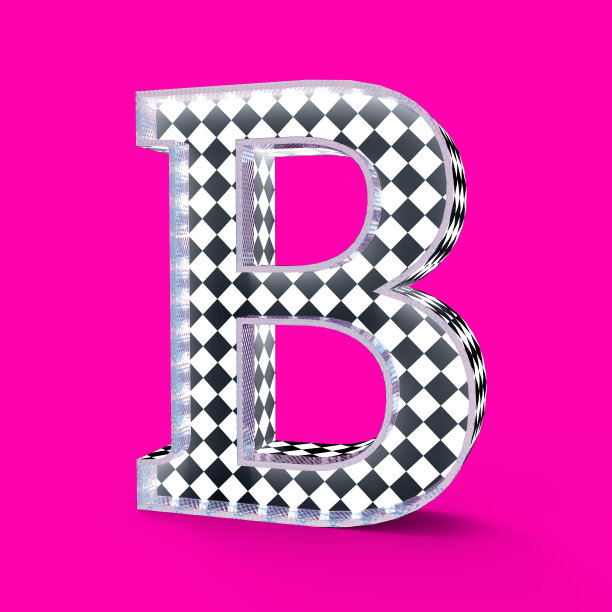 3D字母B文本渲染隔离在绿色BG图片下载