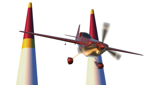 运动飞机在空中比赛，孤立在白色。图片下载