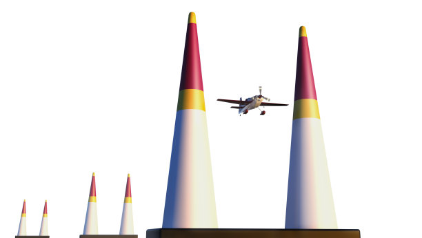 运动飞机在空中比赛，孤立在白色。图片下载