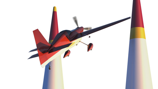 运动飞机在空中比赛，孤立在白色。图片下载