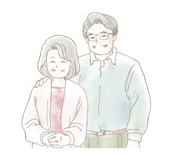 插图是一对老夫妇幸福地微笑素材图片