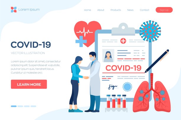 医疗诊断-冠状病毒2019-nCov。COVID-19的医学概念。照顾病人的医生。冠状病毒的症状。肺部感染。危险的冠状病毒大流行风险。矢量插图。图片下载