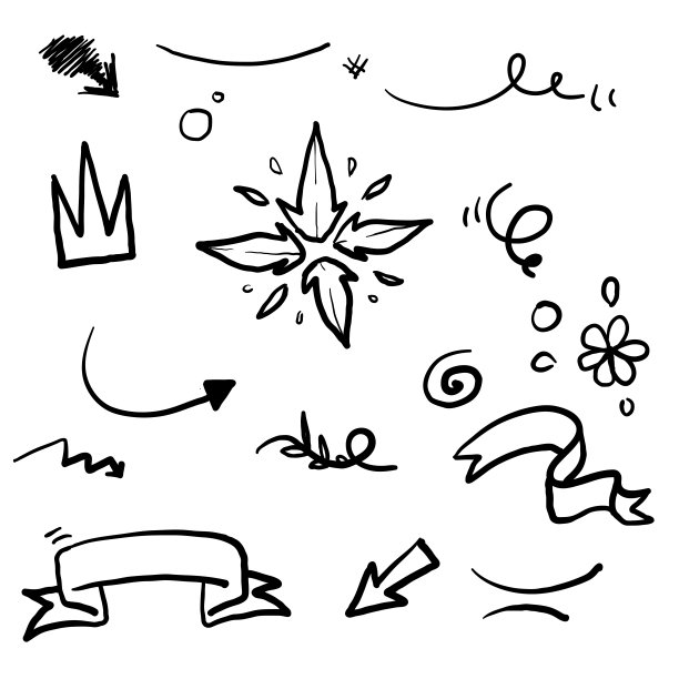 手绘涂鸦元素集合插图向量图片下载