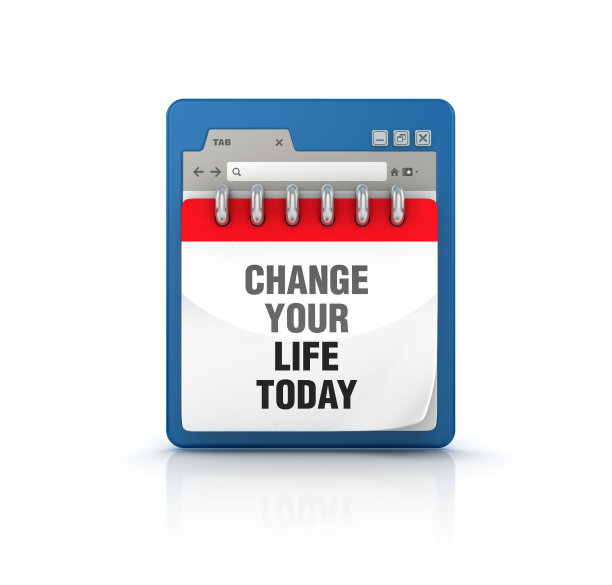 网页浏览器与改变你的生活今天日历- 3D渲染图片下载