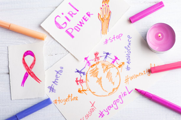 粉红色的女孩权力概念图片下载