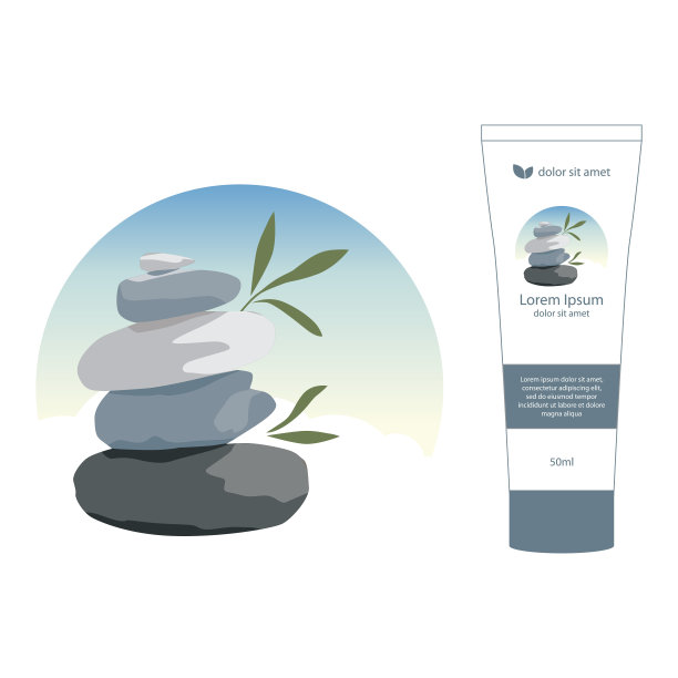 竹叶和禅宗石素材图片