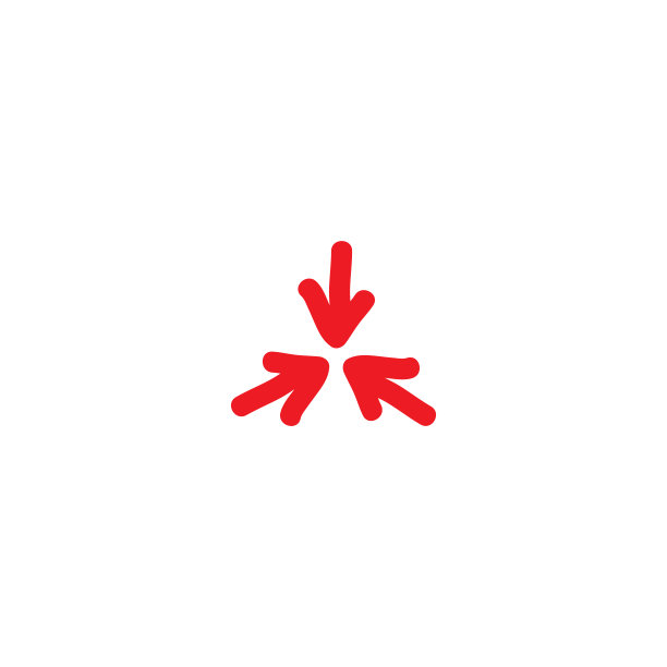 三个红色手绘箭头指向中心图片下载
