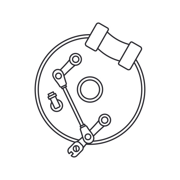 线矢量图标汽车配件配件制动缸。设备维修服务。引擎元素商店目录。古董车的象征。摩托车机械师。交通工具。图形元素的迹象。图片下载