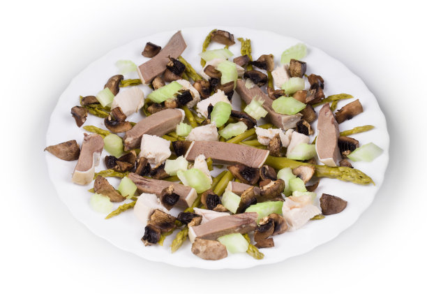 蘑菇肉沙拉。图片下载