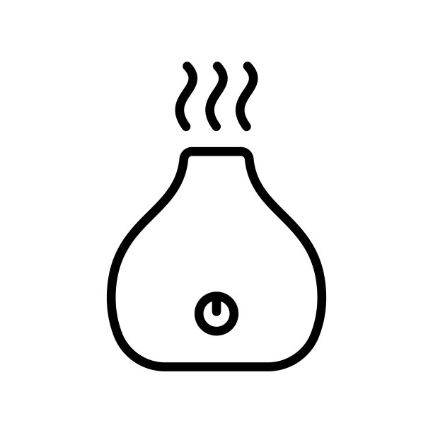 带有电源按钮和气流的电子芳香扩散器。艺术线条图标图片下载