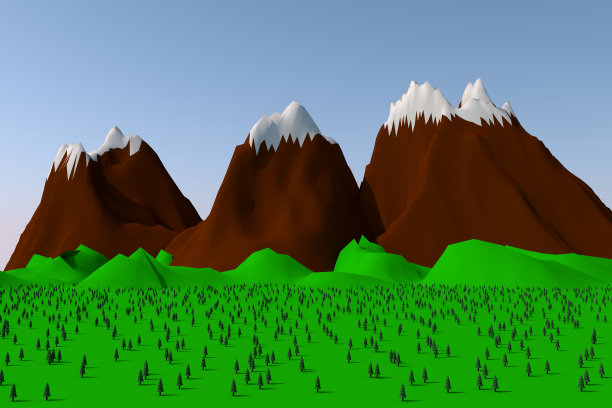 夏天的风景是绿色的山和蓝色的天空图片下载