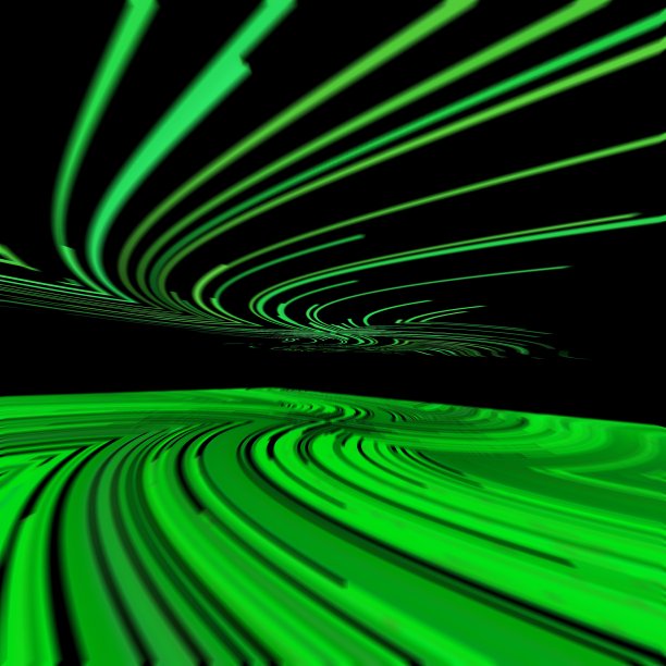 翠绿色的未来主义景观与黑色背景的3D爆炸视图图片下载