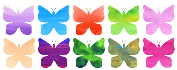 五彩斑斓的水彩蝴蝶图片下载