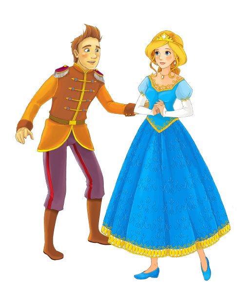 卡通欢快的夫妻在一起的浪漫场景-插图图片下载