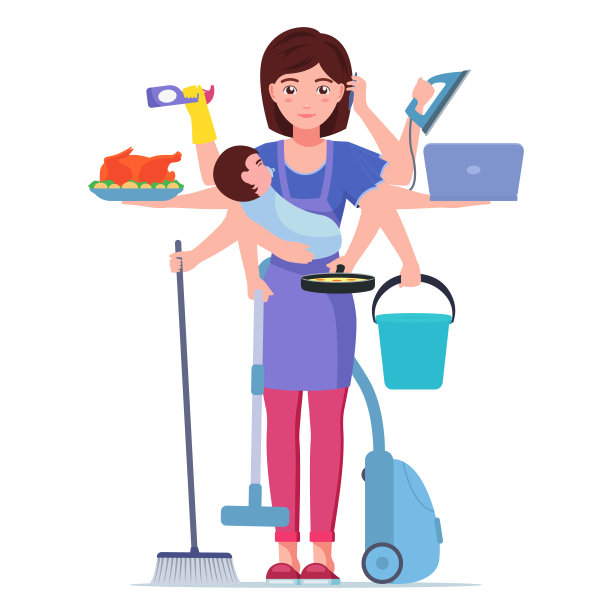 忙碌的妈妈。妈妈做家务图片下载