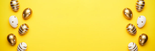 复活节彩蛋孤立在黄色背景。用于贺卡，促销，海报，传单，网页横幅，文章。图片下载