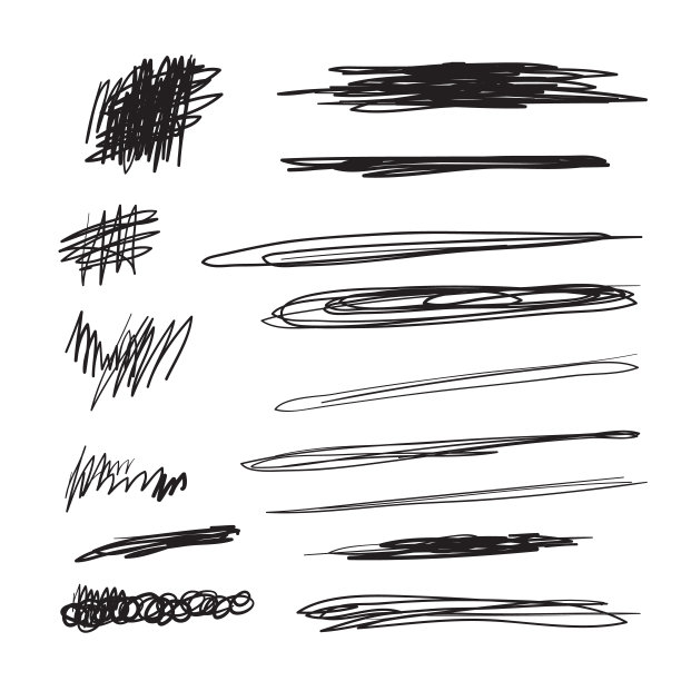 黑色笔触设置，矢量标志设计元素的展示图片下载