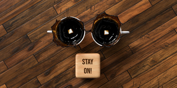 咖啡杯和立方体与文本停留在- 3D渲染插图图片下载