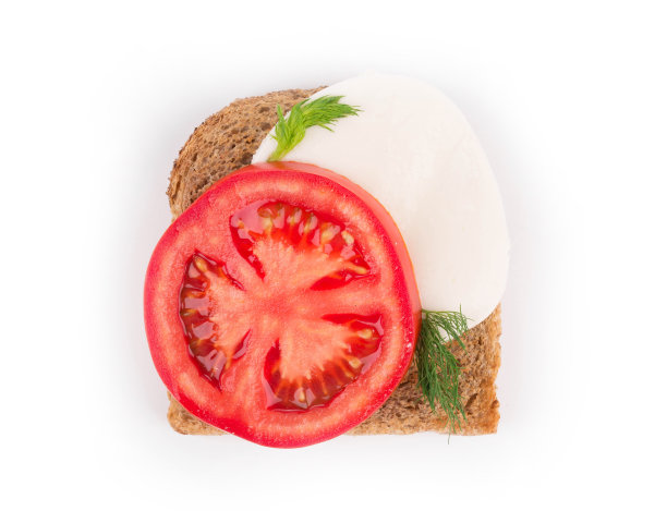美味的莫札瑞勒番茄三明治。图片下载