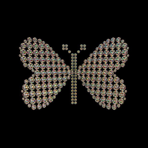 由3D渲染的宝石组成的蝴蝶的插图图片下载