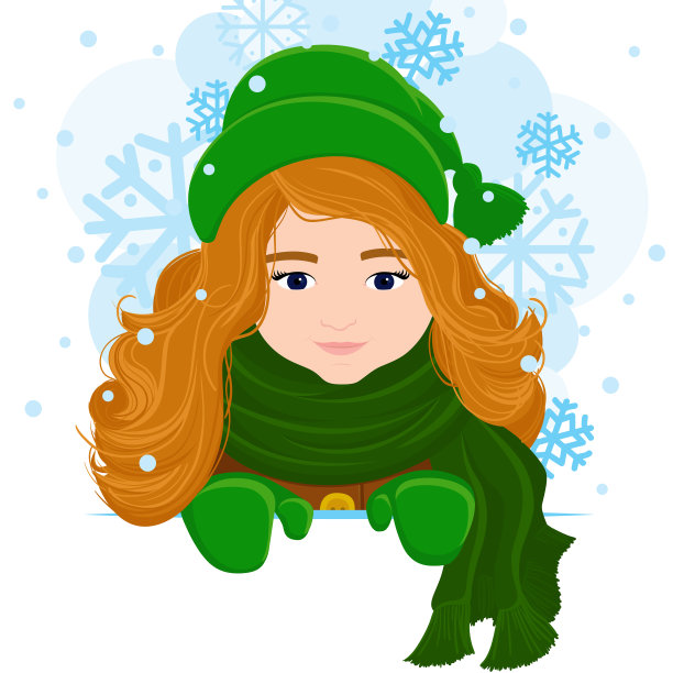 一个漂亮的年轻女孩在冬天是快乐的。图片下载