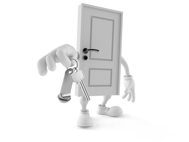 门人物拿着酒店的门钥匙图片下载