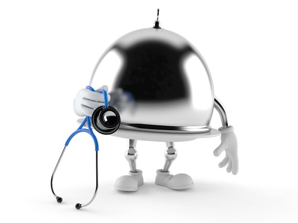 银色餐饮圆顶人物持有听诊器图片下载