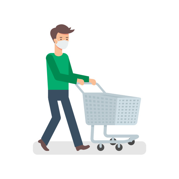 一名男子戴着面罩，上面画着空手推车的插图图片下载